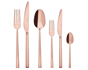Servizio posate Rock Mirror acciaio PVD Copper 36 pezzi monoblocco Sambonet