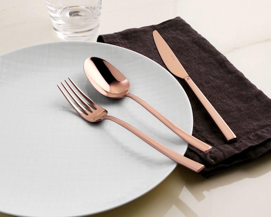 Servizio posate Rock Mirror acciaio PVD Copper 36 pezzi monoblocco Sambonet