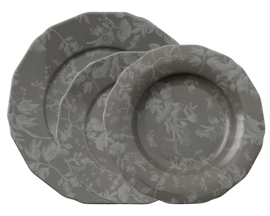 Servizio piatti Garden Glamour Grey porcellana 12 pezzi Sambonet