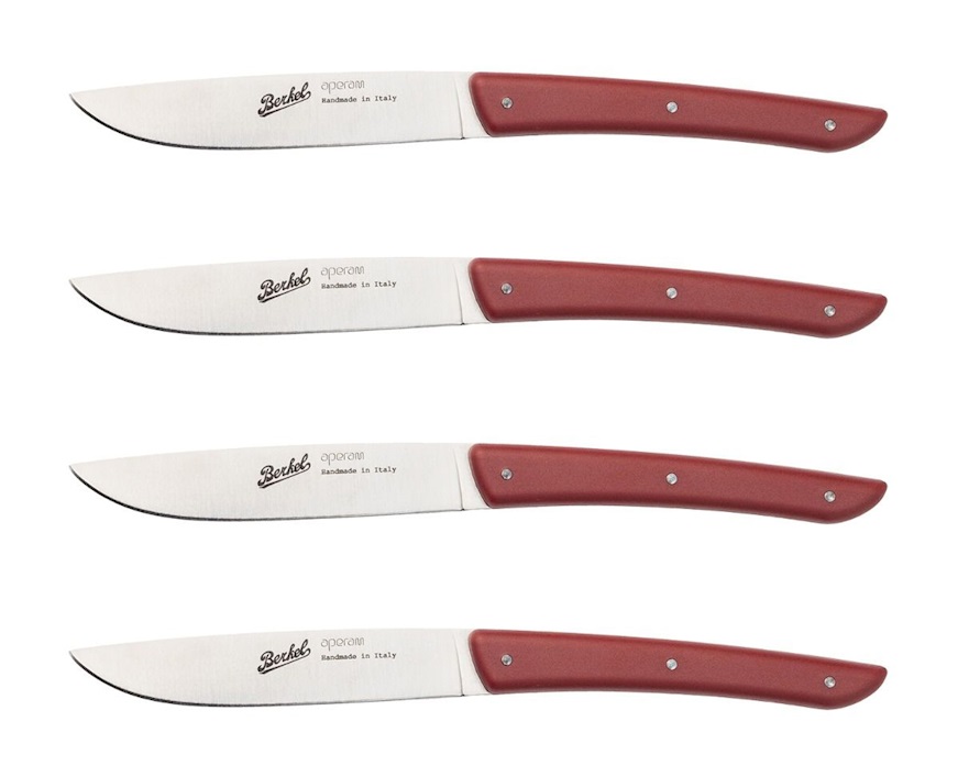 Set coltelli bistecca Color acciaio rosso 4 pezzi Berkel