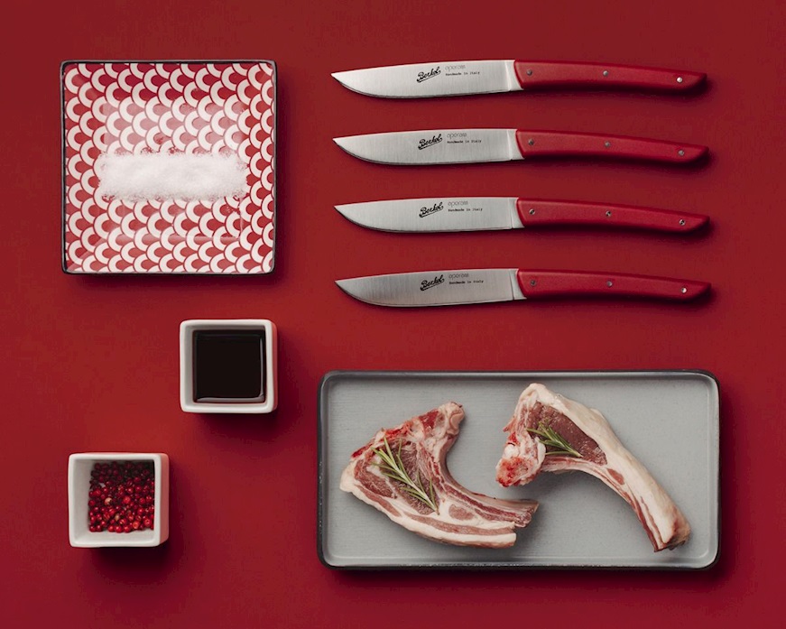 Set coltelli bistecca Color acciaio rosso 4 pezzi Berkel