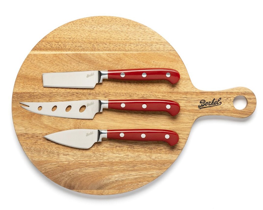Set formaggi tagliere e coltelli acciaio 4 pezzi Berkel