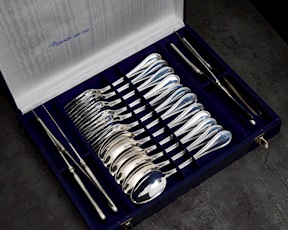 Servizio posate argento 852 grammi 18 pezzi in stile Inglese usato ricondizionato Zanolli Vintage