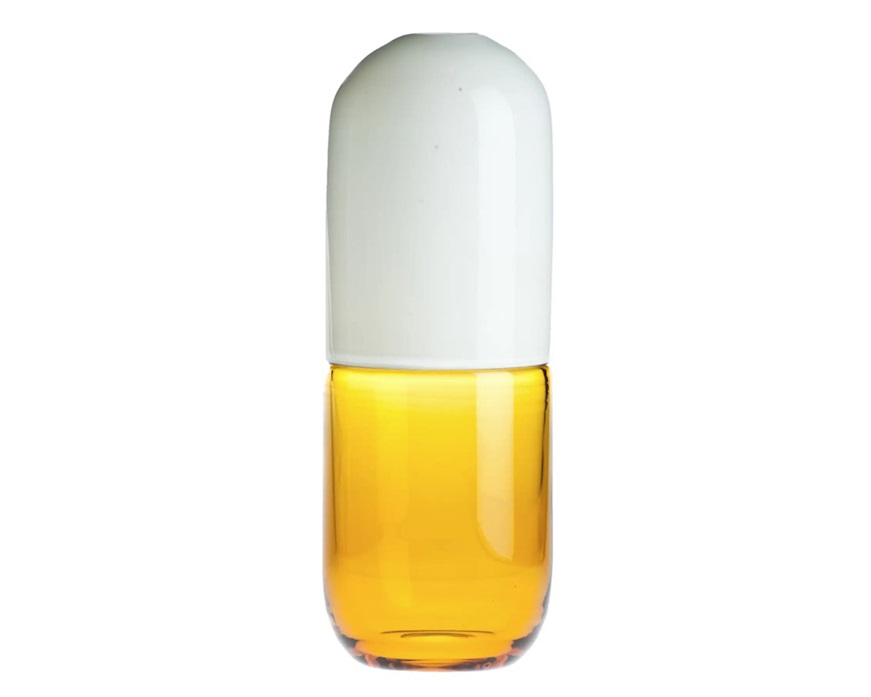 Happy Pills Ossicitina vetro di Murano lattimo e giallo ambra Venini