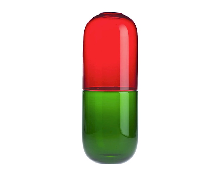 Happy Pills Adrenalina vetro di Murano rosso e verde erba Venini