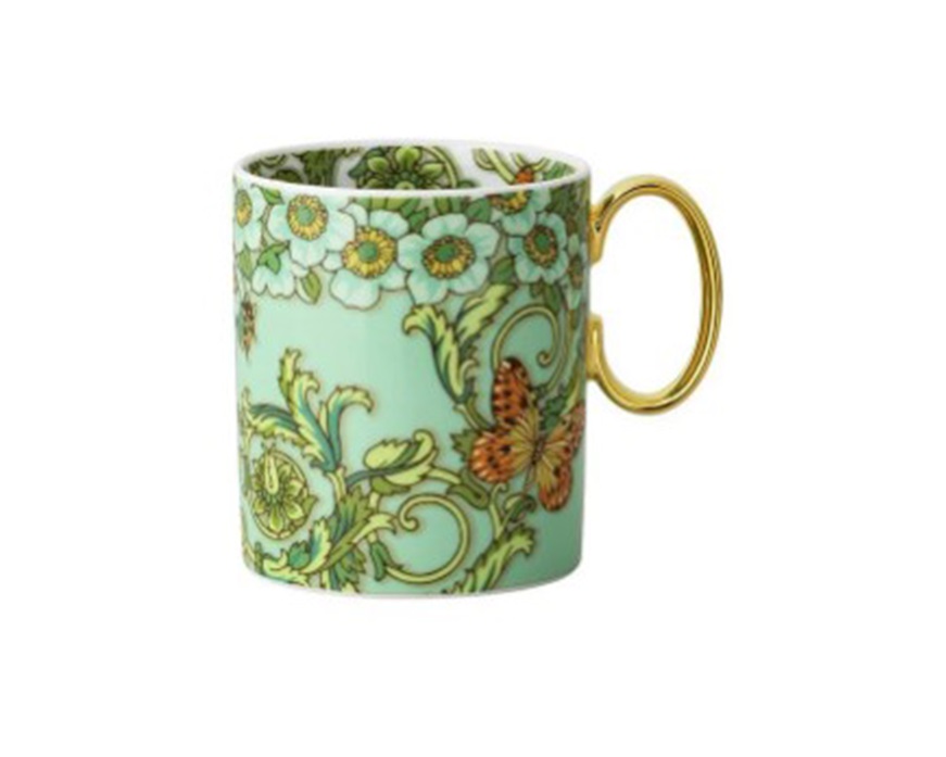 Mug with handle Le Jardin Anniversary porcelain Green Versace