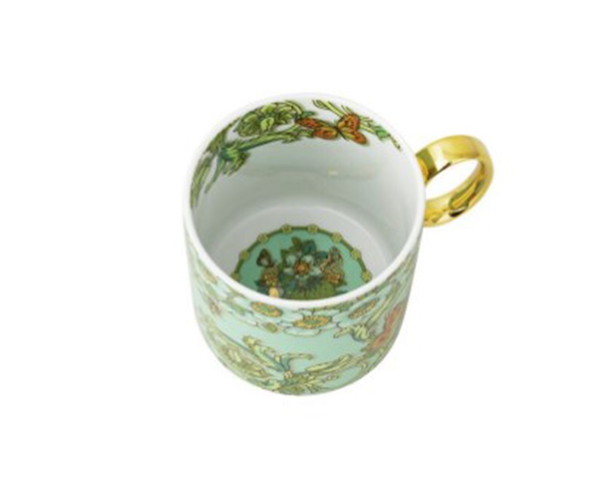 Mug with handle Le Jardin Anniversary porcelain Green Versace