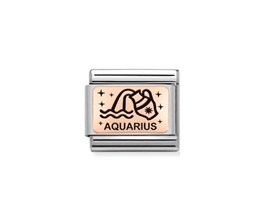 Aquarius Composable steel rosegold and black enamel Nomination