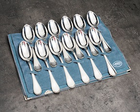 Set cucchiai frutta argento 534 grammi 12 pezzi in stile Inglese usato ricondizionato Zanolli Vintage