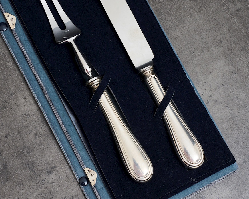 Posate arrosto argento 50 grammi 2 pezzi in stile Inglese usato ricondizionato Zanolli Vintage