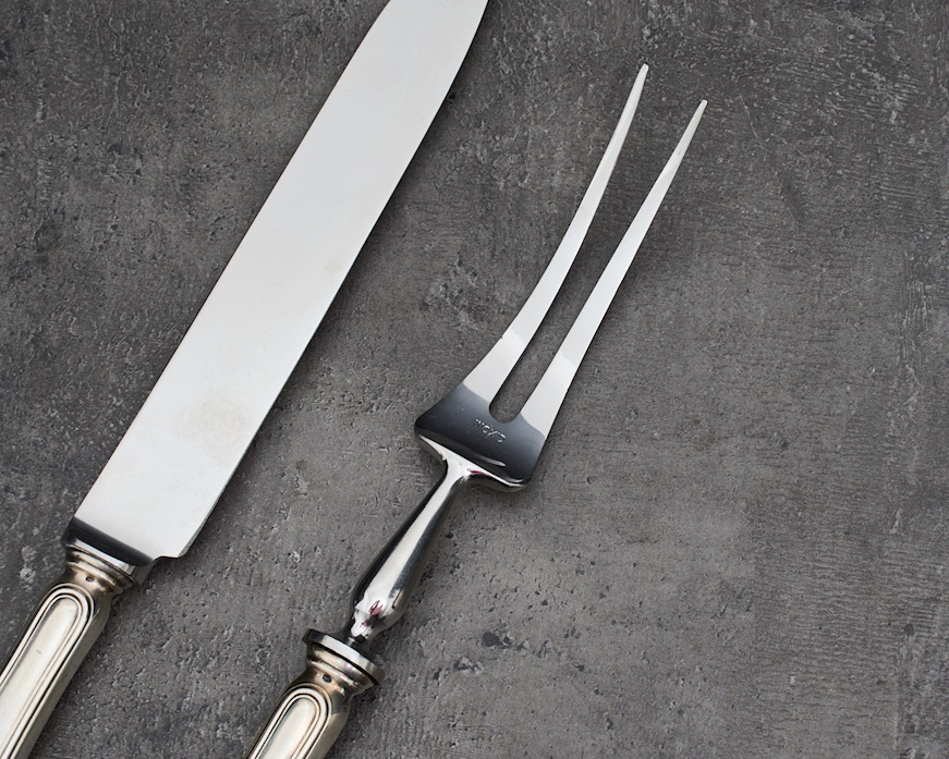 Posate arrosto argento 50 grammi 2 pezzi in stile Inglese usato ricondizionato Zanolli Vintage
