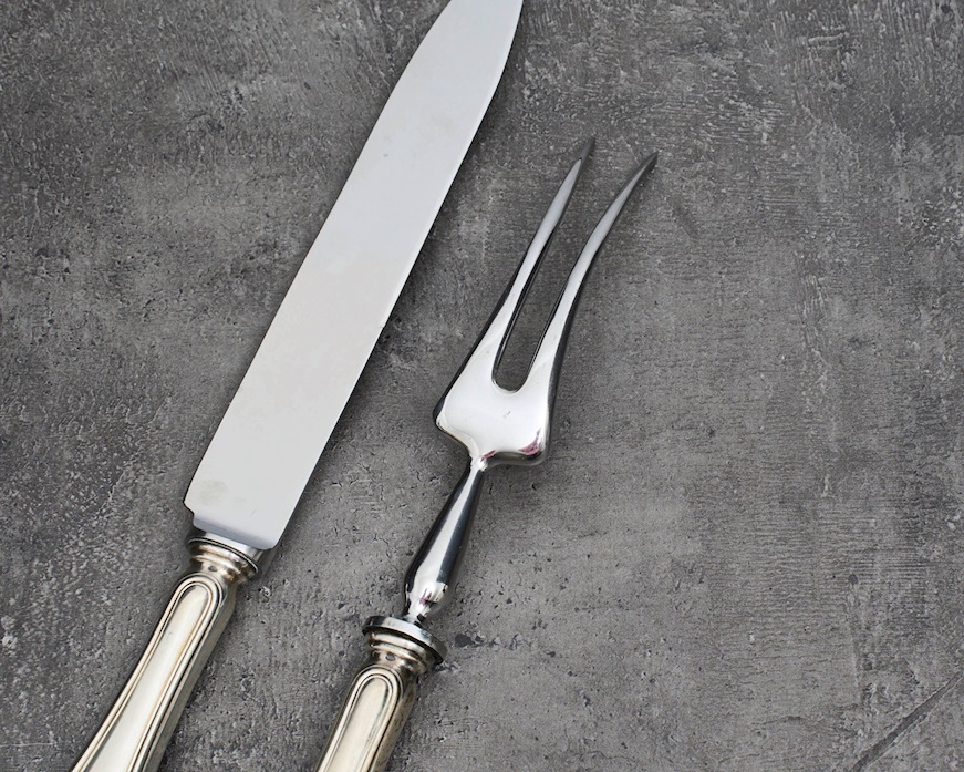 Posate arrosto argento 50 grammi 2 pezzi in stile Inglese usato ricondizionato Zanolli Vintage