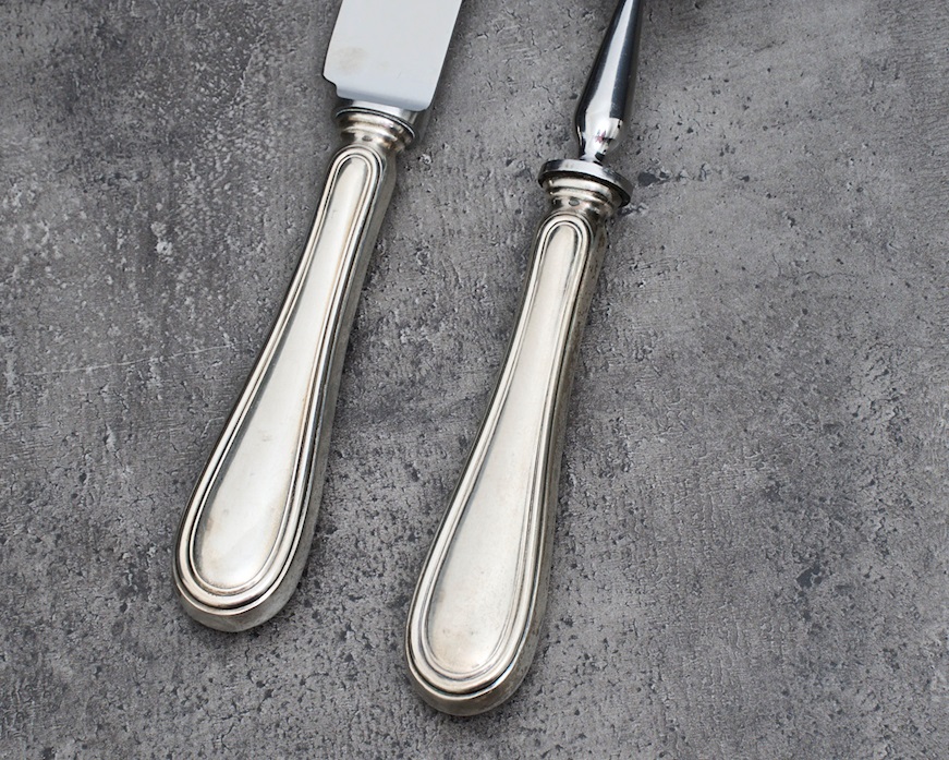 Posate arrosto argento 50 grammi 2 pezzi in stile Inglese usato ricondizionato Zanolli Vintage