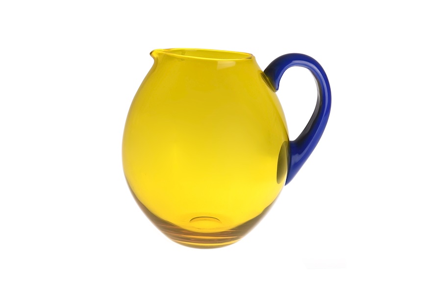 Caraffa Dandy vetro di Murano blu giallo Nasonmoretti
