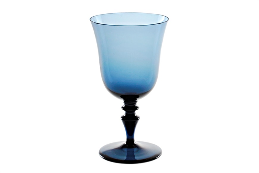 Water glass 8/77 Murano glass blue Nasonmoretti