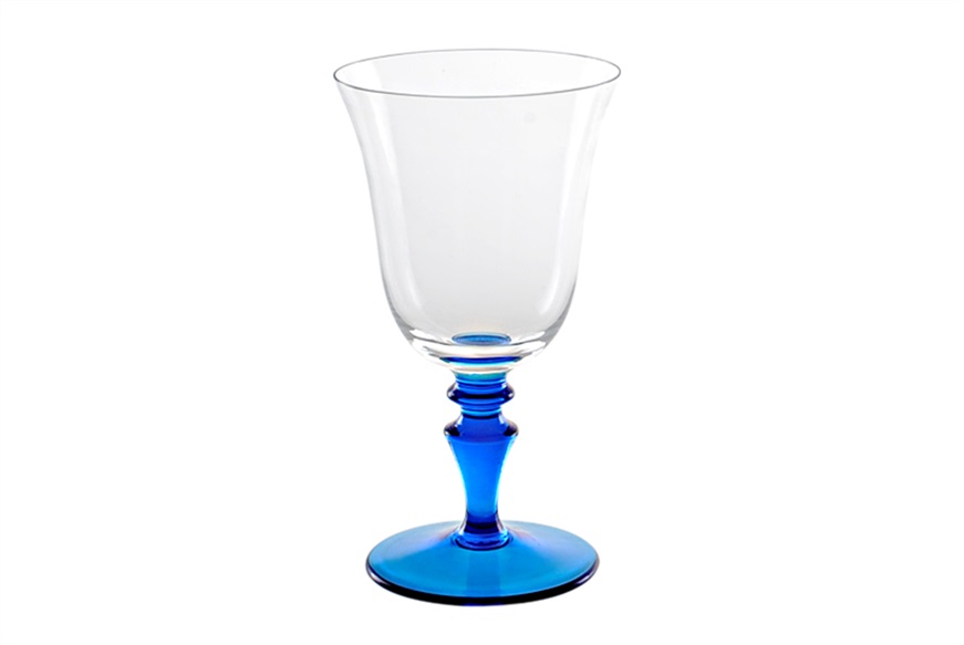 Wine glass 8/77 Murano glass aquamarine Nasonmoretti
