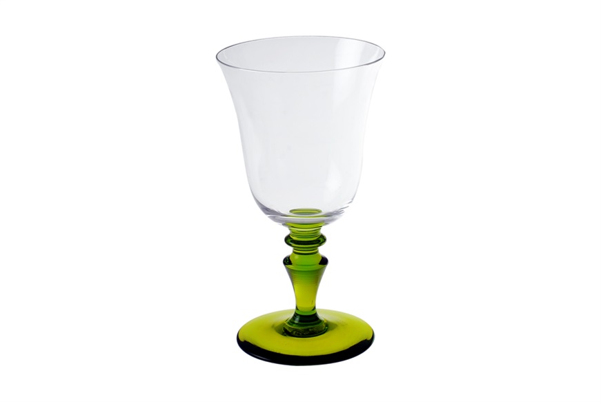 Bicchiere vino 8/77 vetro di Murano verde acido Nasonmoretti