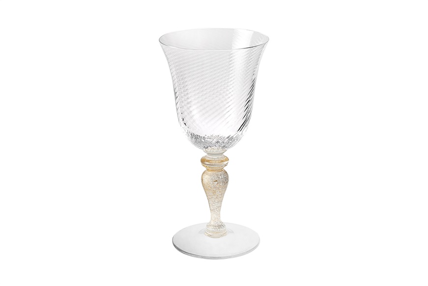 Bicchiere vino 92/18 vetro di Murano gambo d'oro Nasonmoretti