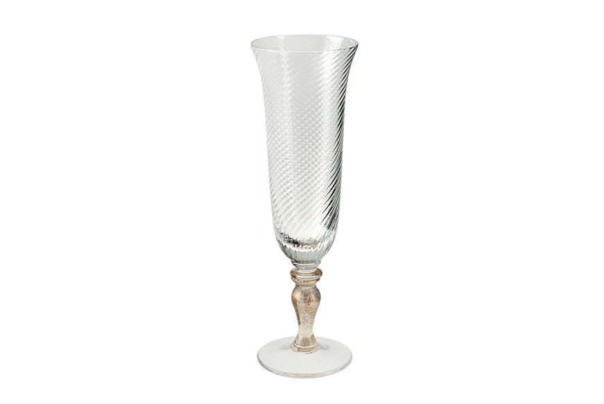 Flute 92/18 Murano glass golden stem Nasonmoretti