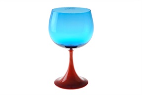 Bourgogne goblet Burlesque Murano glass coral aquamarine Nasonmoretti