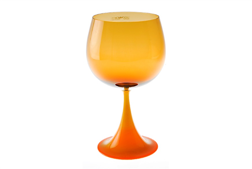 Bourgogne goblet Burlesque Murano glass yellow brown Nasonmoretti