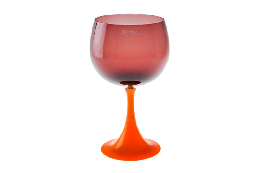 Bourgogne goblet Burlesque Murano glass yellow violet Nasonmoretti