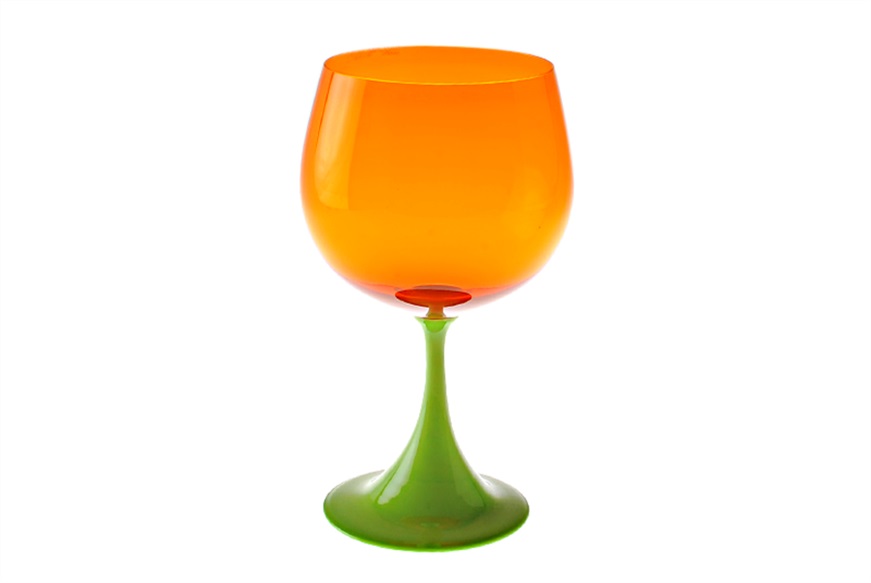 Calice borgogna Burlesque vetro di Murano pisello arancio Nasonmoretti