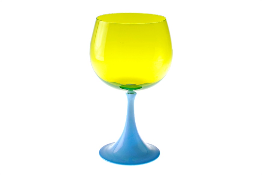 Bourgogne goblet Burlesque Murano glass light blue acid green Nasonmoretti