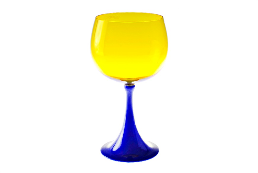 Bourgogne goblet Burlesque Murano glass blue yellow Nasonmoretti