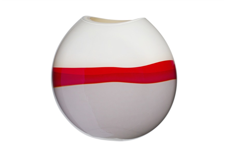 Vase Eclissi Murano glass ivory grey red Carlo Moretti