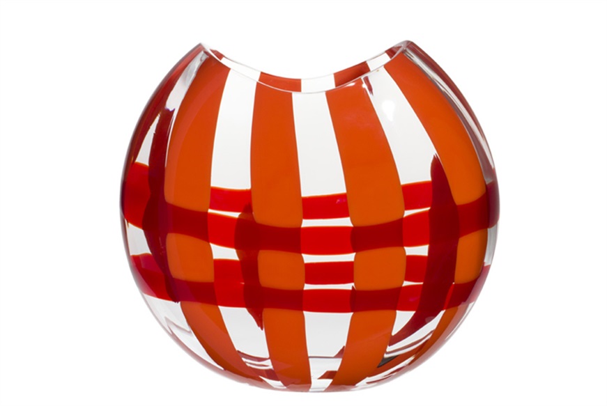 Vaso Eclissi vetro di Murano arancio rosso Carlo Moretti