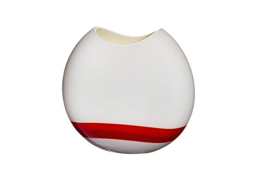 Vase Eclissi Murano glass ivory grey red Carlo Moretti