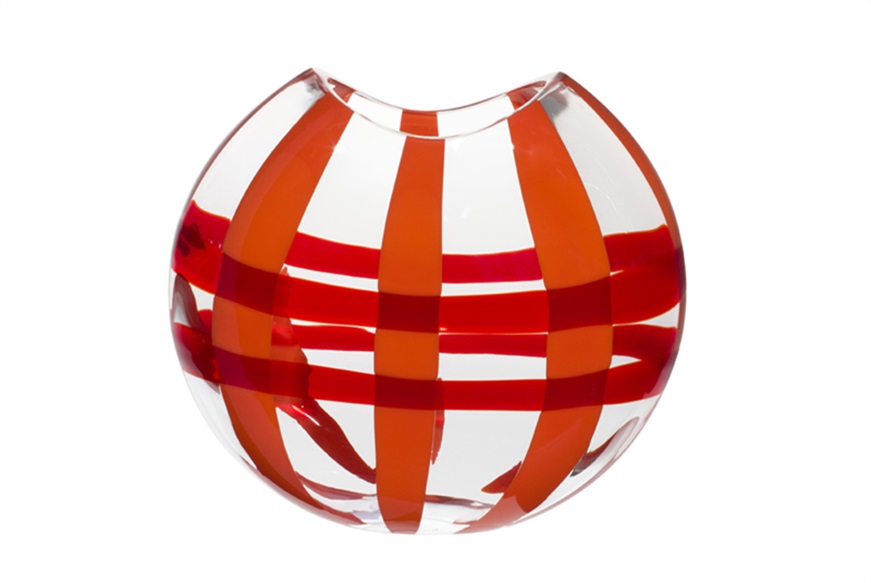 Vaso Eclissi vetro di Murano arancio rosso Carlo Moretti