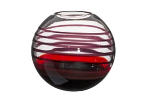 Vase Sfera Murano glass red and black Carlo Moretti