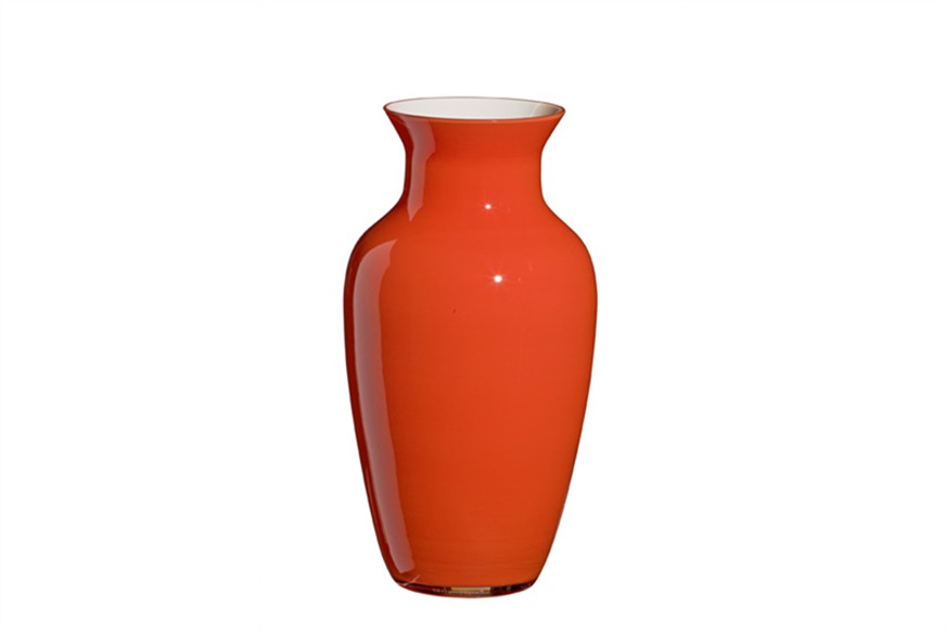 Vase I Cinesi Murano glass Albore orange white Carlo Moretti