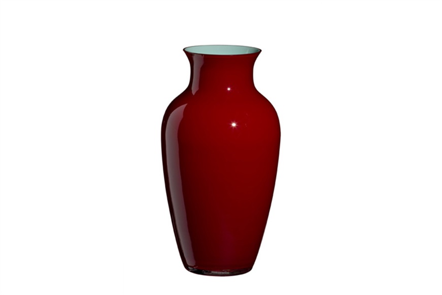 Vase I Cinesi Murano glass Levante bordeaux torquoise Carlo Moretti