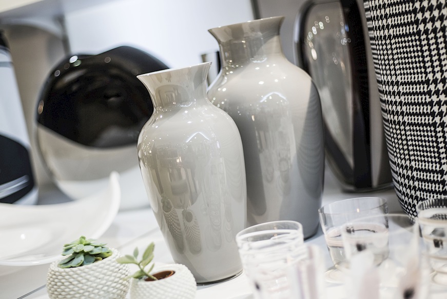Vase I Cinesi Murano glass Dandy grey white Carlo Moretti