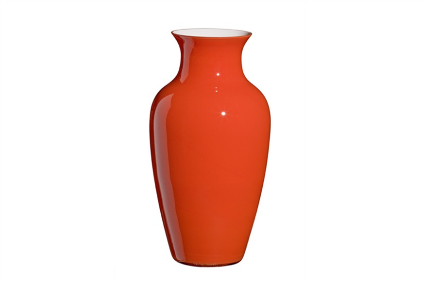 Vaso I Cinesi vetro di Murano Albore arancione bianco Carlo Moretti