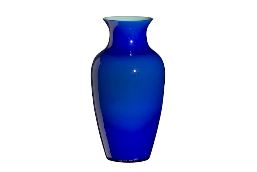 Vaso I Cinesi vetro di Murano Laguna blu turchese Carlo Moretti