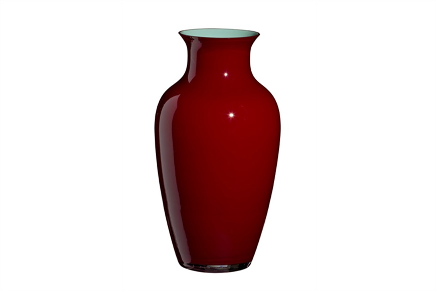 Vase I Cinesi Murano glass Levante bordeaux torquoise Carlo Moretti