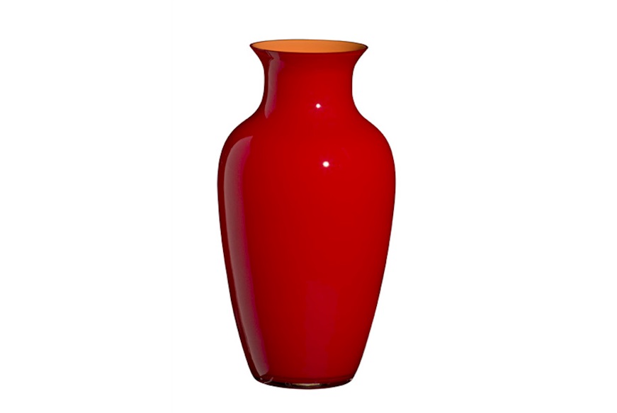 Vase I Cinesi Murano glass Aragosta moretti red orange Carlo Moretti