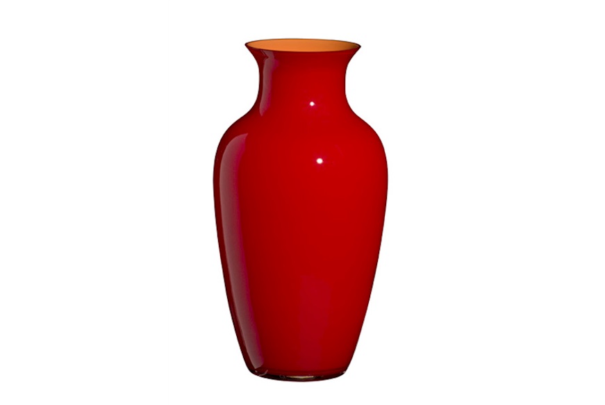 Vaso I Cinesi vetro di Murano Aragosta rosso moretti arancio Carlo Moretti