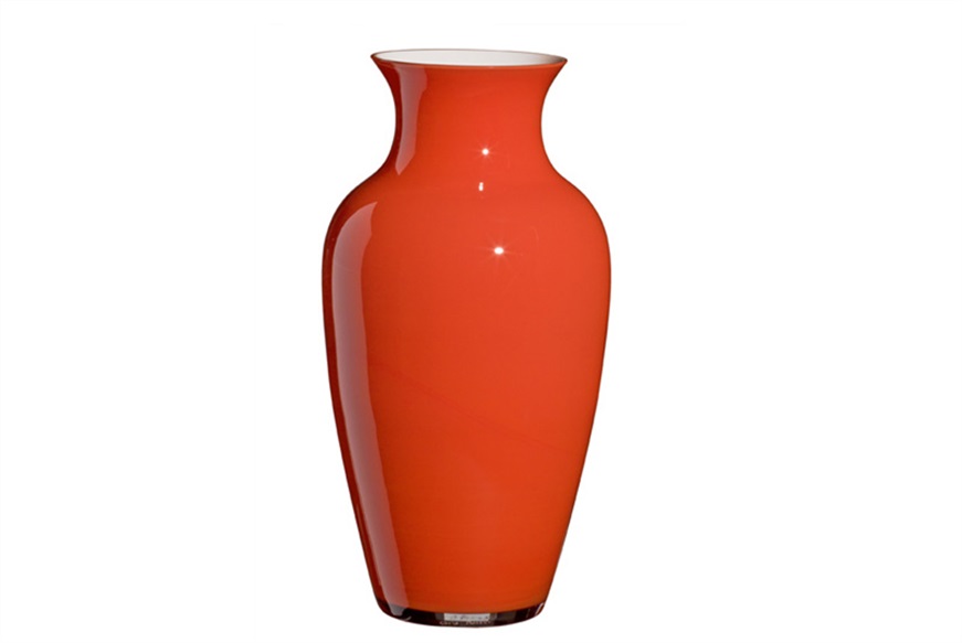 Vase I Cinesi Murano glass Albore orange white Carlo Moretti