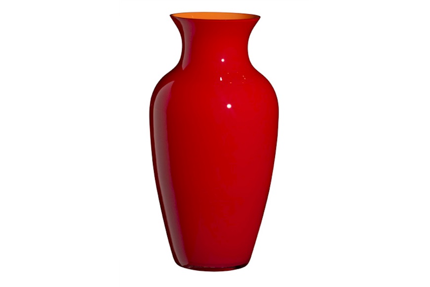 Vase I Cinesi Murano glass Aragosta moretti red orange Carlo Moretti