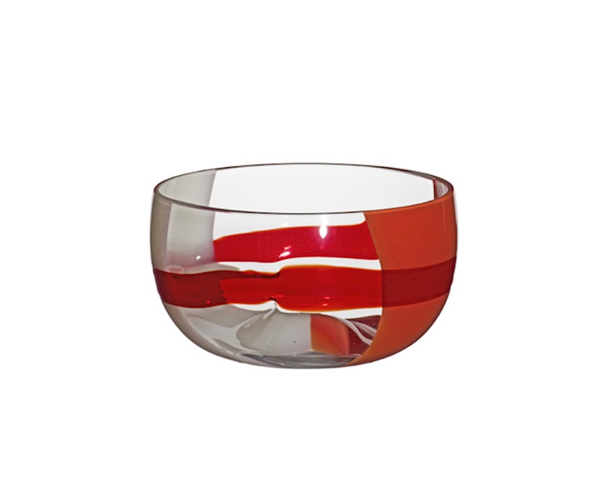 Coppetta Mignon vetro di Murano avorio arancio rosso Carlo Moretti