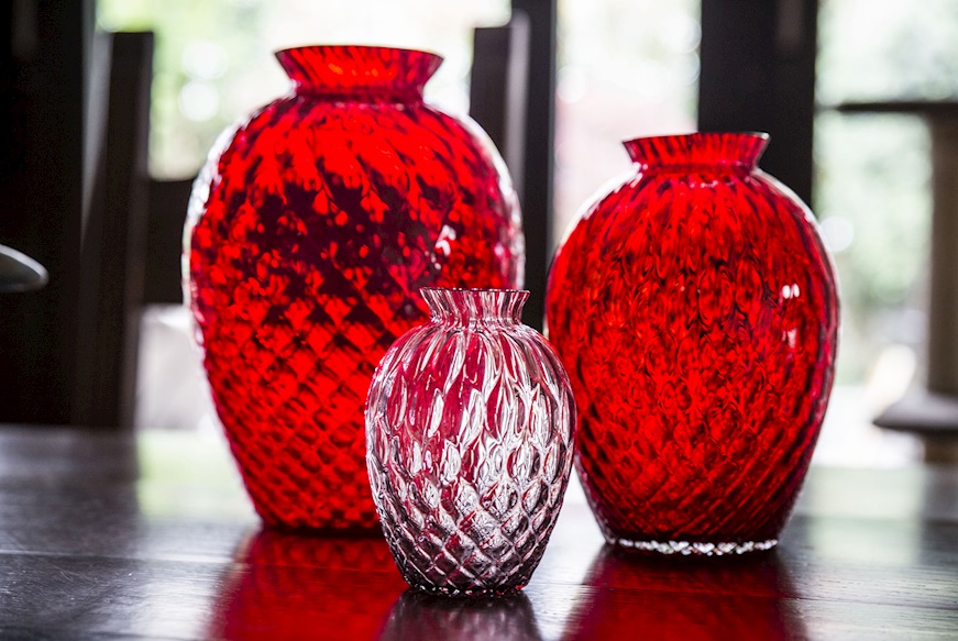Vaso Polaris vetro di Murano rosso moretti Carlo Moretti