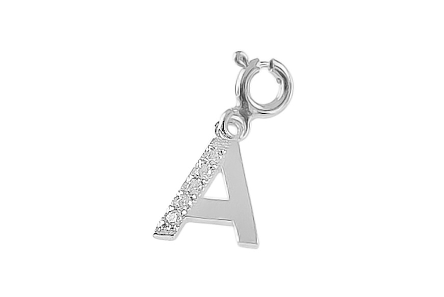 Pendant A Letter silver with white zircons Selezione Zanolli