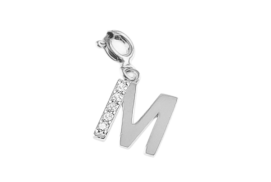 Ciondolo Lettera M argento con zirconi bianchi Selezione Zanolli