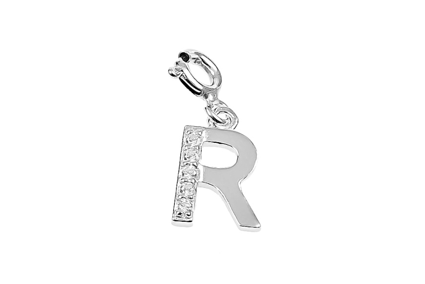 Ciondolo Lettera R argento con zirconi bianchi Selezione Zanolli