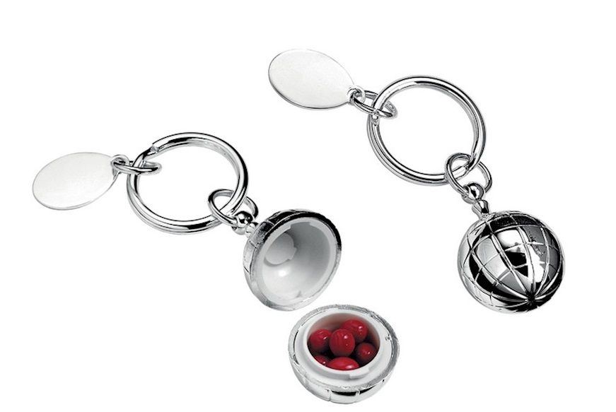 Keychain silver plated with World pill box Selezione Zanolli